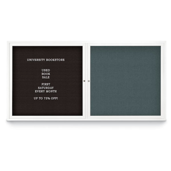Corkboard, Single Door, Radius Frame, 18x24", Black/Surf